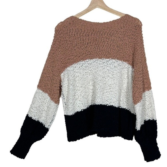 Lulus Sweater Top Pink Chenille Always Be Together Color Block Preppy Casual Sml - Picture 3 of 8